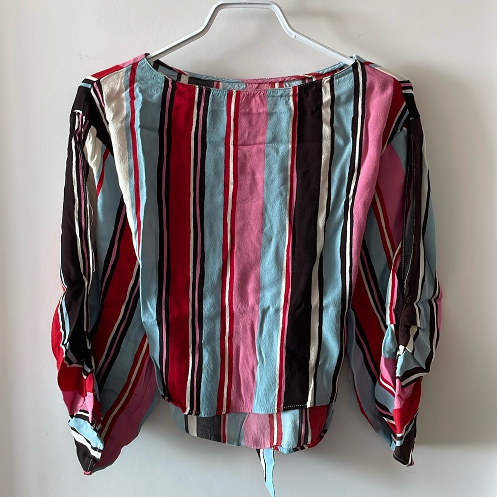 Striped Open Sleeve Blouse